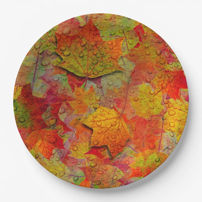 Autumn Leaves Paper Plate (Front)
