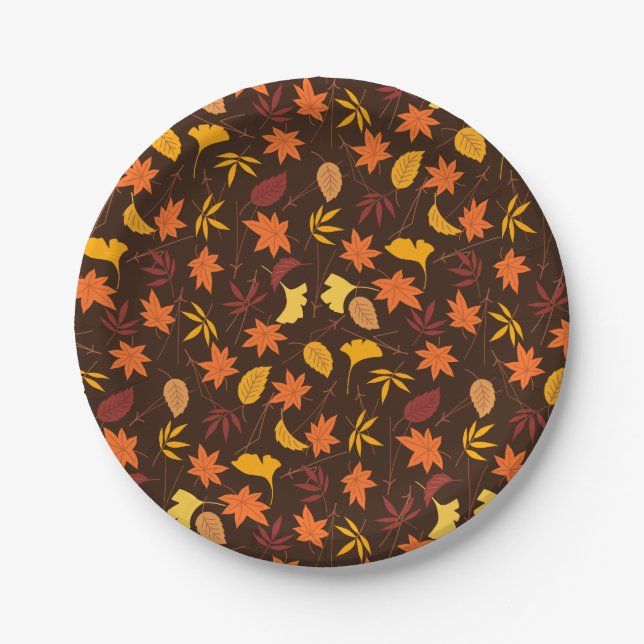 Autumn Leaves Paper Plate (Front)