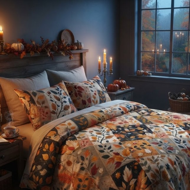 Autumn Leaves Patchwork. Fleece Blanket (Creator Uploaded)