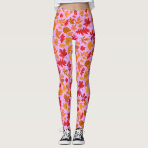 Autumn leaves pattern 02 L Purple BG Leggings