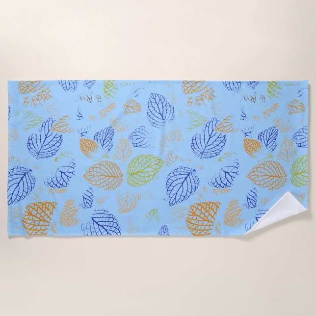 Autumn, Leaves Pattern 3 Beach Towel (Front)