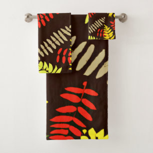 Autumn Leaves Pattern Art Bath Towel Set