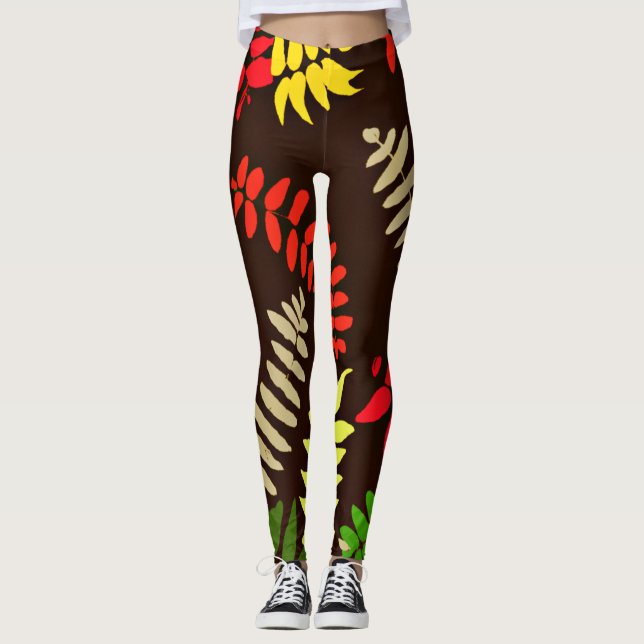 Autumn Leaves Pattern Art Leggings (Front)