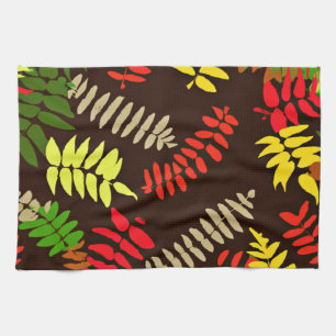 Autumn Leaves Pattern Art Tea Towel