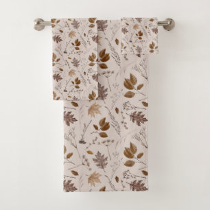 Autumn Leaves Pattern Bath Towel Set