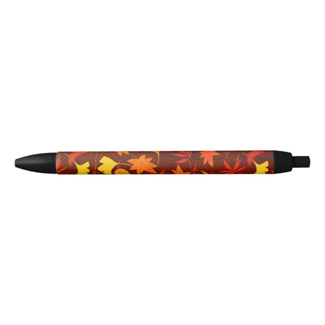 Autumn Leaves Pattern Black Ink Pen (Front)