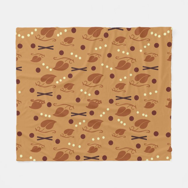 Autumn Leaves Pattern Burnt Orange Fleece Blanket (Front (Horizontal))