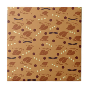 Autumn Leaves Pattern Burnt Orange Tile