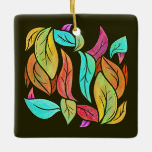 Autumn leaves pattern ceramic ornament