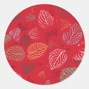Autumn, Leaves Pattern Classic Round Sticker