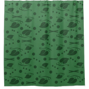 Autumn Leaves Pattern Dark Green Shower Curtain