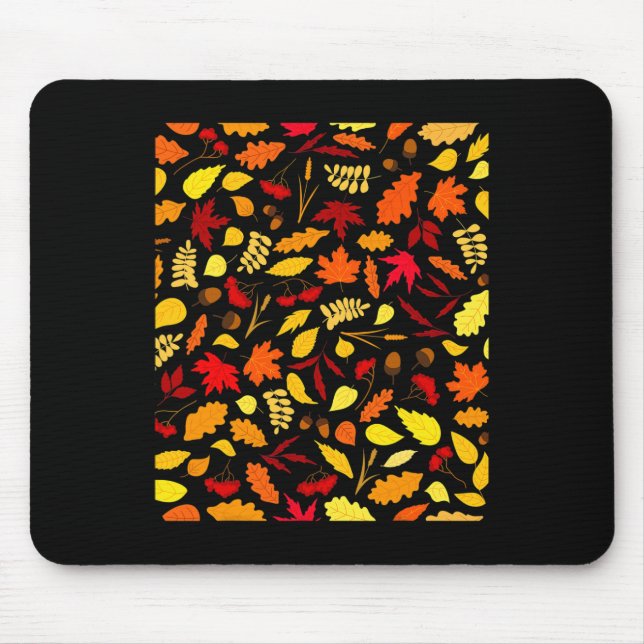 Autumn Leaves Pattern Fall Design Acorns Wheat  Mouse Mat (Front)