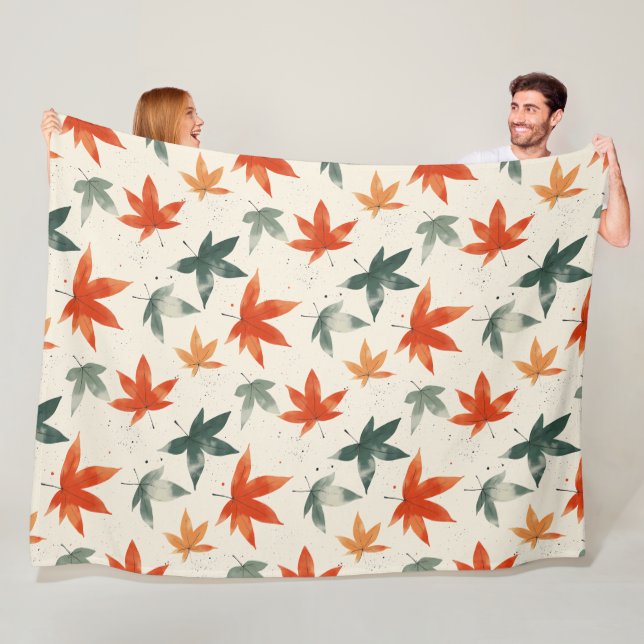 Autumn Leaves Pattern Fleece Blanket (In Situ)