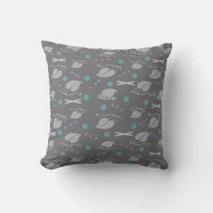 Autumn Leaves Pattern Grey Colourful Cushion