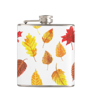 Autumn leaves pattern hip flask