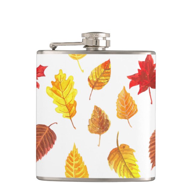 Autumn leaves pattern hip flask (Front)