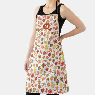 autumn leaves pattern I love fall custom monogram Apron