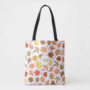 autumn leaves pattern I love fall personalised Tote Bag