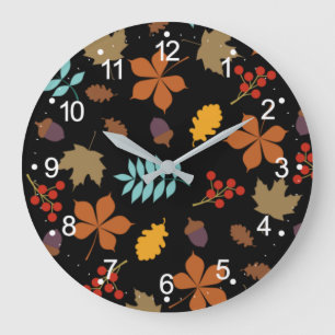 Autumn Leaves Pattern Large Clock-55694 Large Clock