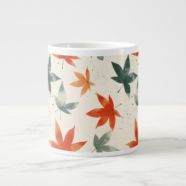 Autumn Leaves Pattern Large Coffee Mug (Front)