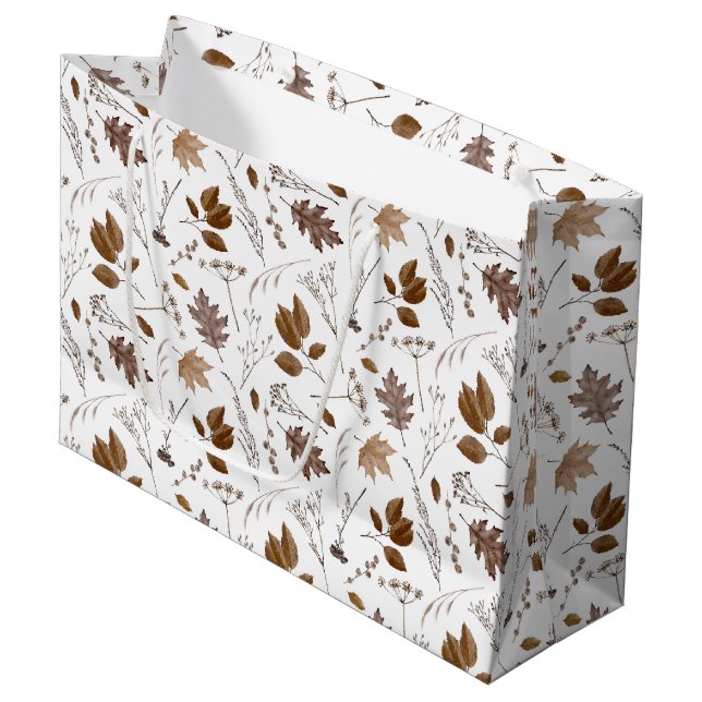Autumn Leaves Pattern Large Gift Bag (Front Angled)