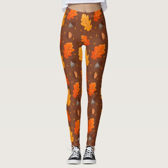Autumn Leaves Pattern Leggings (Front)