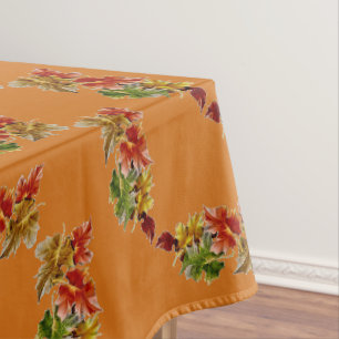 Autumn Leaves Pattern Orange Tablecloth