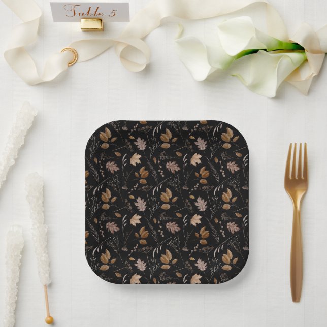 Autumn Leaves Pattern Paper Plate (Wedding)
