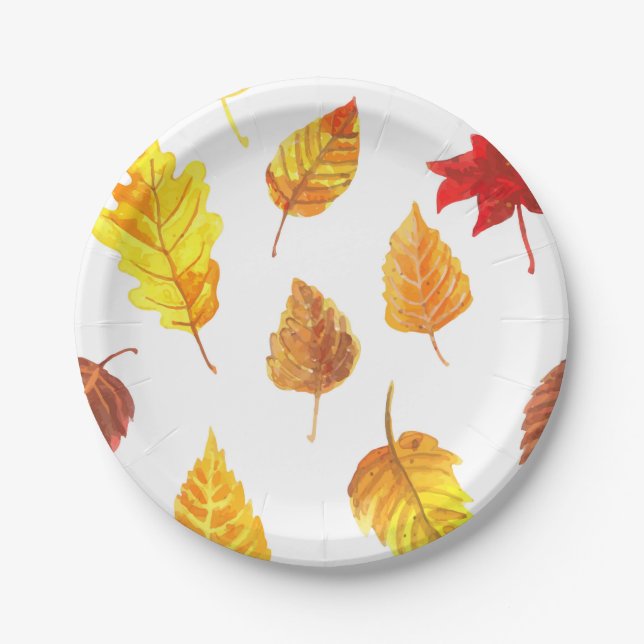 Autumn leaves pattern paper plate (Front)