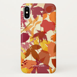 Autumn Leaves Pattern Personalised iPhone X Case