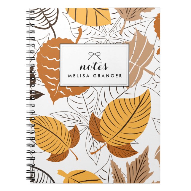 Autumn Leaves Pattern Personalised Notebook (Front)
