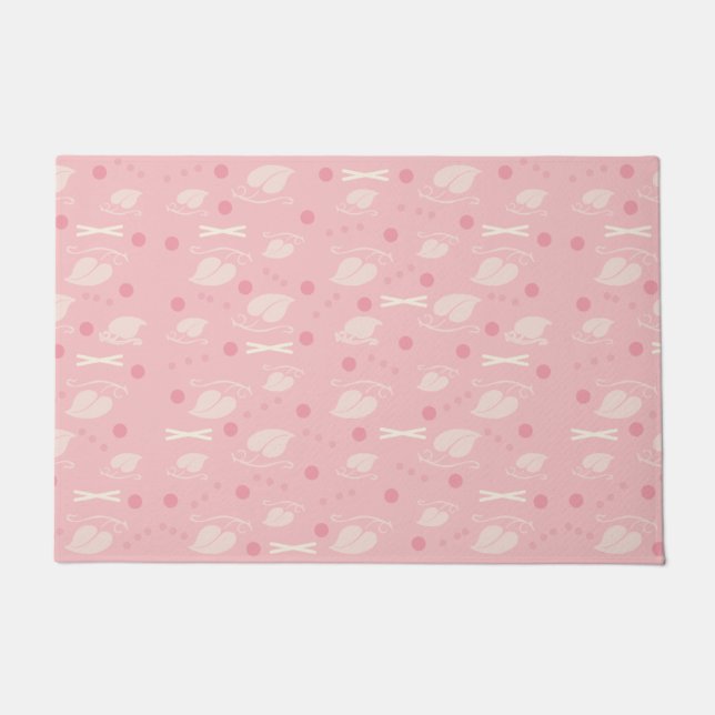 Autumn Leaves Pattern Pink Vanilla Doormat (Front)