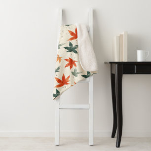 Autumn Leaves Pattern Sherpa Blanket