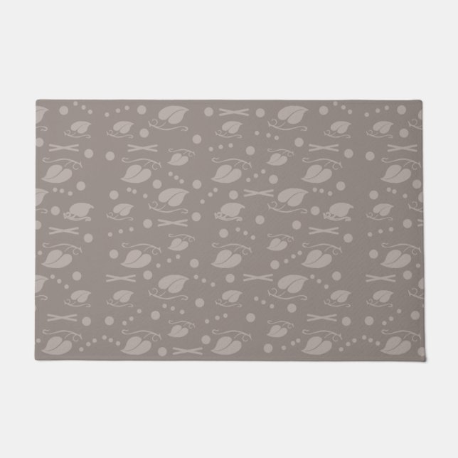 Autumn Leaves Pattern Taupe Doormat (Front)
