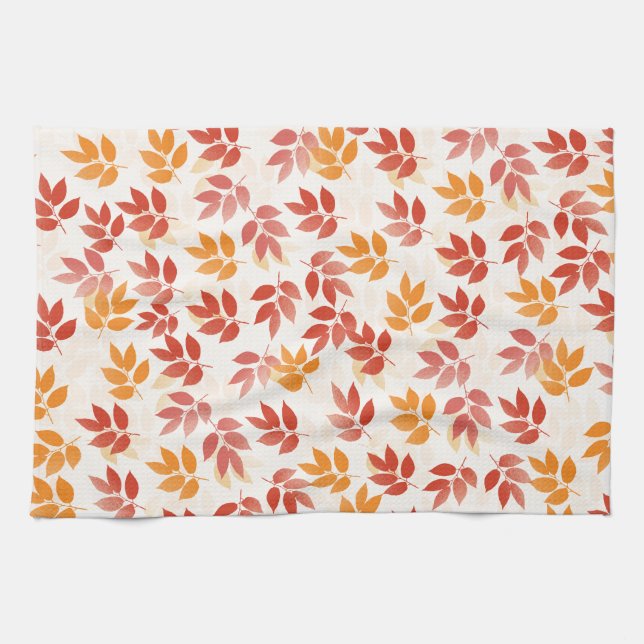 Autumn Leaves Pattern Tea Towel (Horizontal)