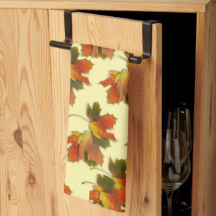 Autumn Leaves Pattern Tea Towel