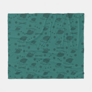 Autumn Leaves Pattern Teal Fleece Blanket