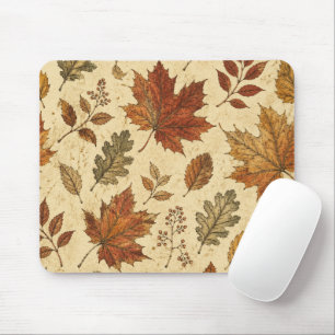 Autumn Leaves Pattern – Vintage Fall Botanical Mouse Mat