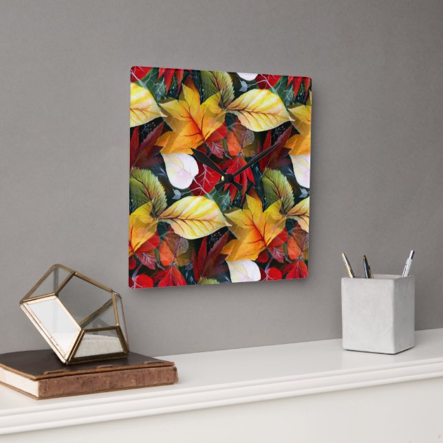 Autumn Leaves Pattern Wall Decor Clock (Office)