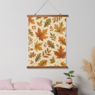 Autumn Leaves Pattern Watercolor Fall Foliage Hanging Tapestry