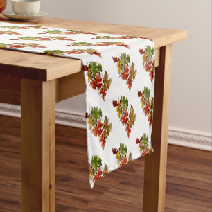 Autumn Leaves Pattern White Table Runner