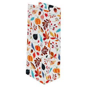 Autumn Leaves Pattern Wine Gift Bag