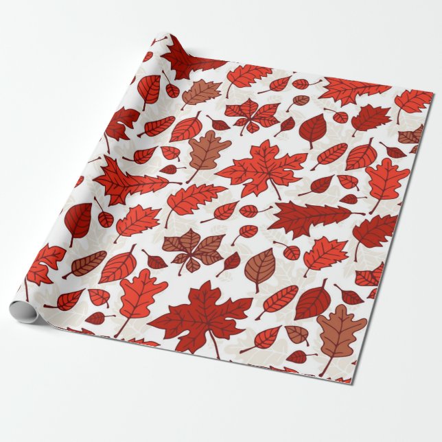 Autumn leaves pattern wrapping paper (Unrolled)