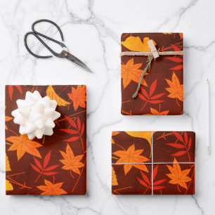 Autumn Leaves Pattern Wrapping Paper Sheet