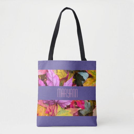 Image of Autumn Leaves Personalised Add Your Name Tote Bag