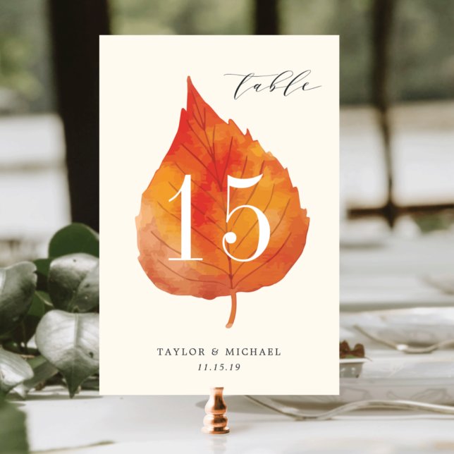 Autumn Leaves | Personalised Table Number Card (Creator Uploaded)