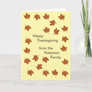Autumn Leaves Personalised Thanksgiving Card