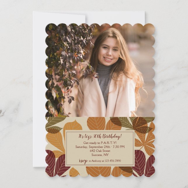 Autumn Leaves Photo 2 Invitation (Front)