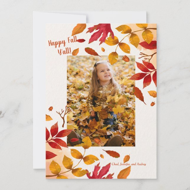 Autumn Leaves Photo Frame Card Vertical (Front)