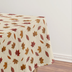 Autumn Leaves Photographic on Cream Custom Colour Tablecloth